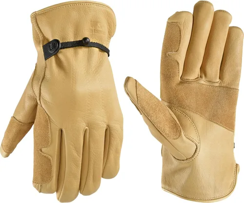 Vista 7 de Wells Lamont Work Gloves Men and Women, Cowhide Leather Work Gloves, Adjustable Wrist