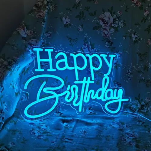 Vista 2 de Letrero de neón LED azul hielo para decoración de pared, fiesta, dormitorio, habitación, hogar, cumpleaños, decoración de Navidad, regalo de Azul