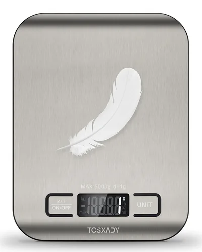 Vista 7 de Báscula de alimentos, báscula digital de cocina de 11 libras con pantalla LCD de 6 unidades y función de tara, diseño compacto para hornear, cocina