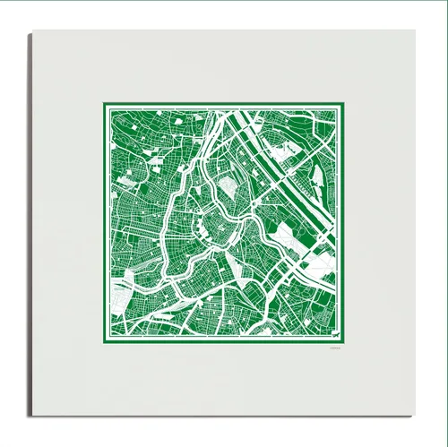 Vista 35 de O3 Design Studio Mapa de corte de papel de París, color negro mate, 20 x 20 pulgadas, arte en papel