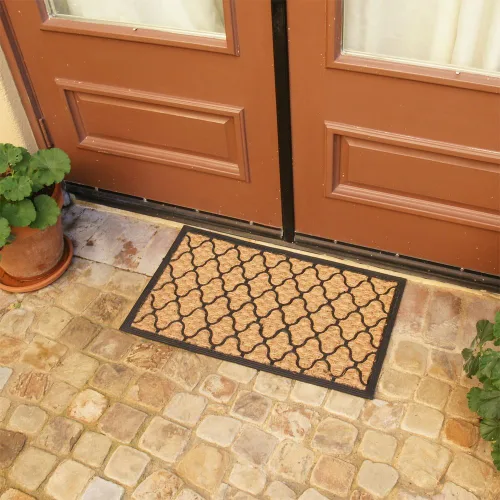Vista 2 de Rubber-Cal Harmonious Garden Outdoor Coco - Tapete decorativo de goma para entrada, 18 x 30 pulgadas