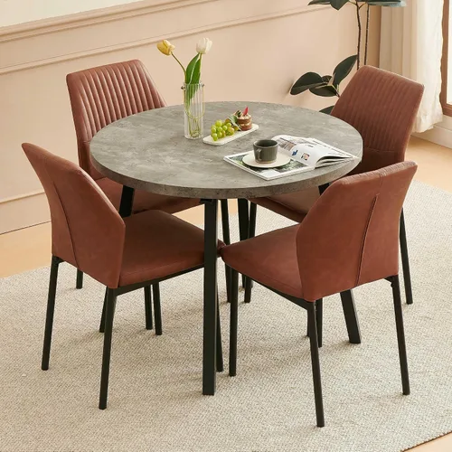 Vista 8 de Juego de 2 sillas de comedor de piel sintética con patas de metal negro, juego de 2 sillas de comedor impermeables para cocina y comedor, montaje