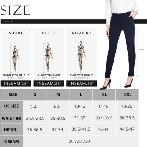 Vista 6 de Tapata Women's Skinny Dress Pants 26"28"30" Work Pants with Pockets Stretch Slack for Business Casual Petite Short
