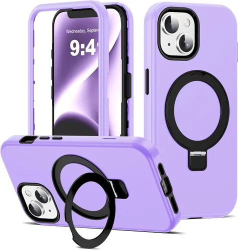 Vista 41 de Funda compatible con iPhone 13 y 14 de 6.1 pulgadas con soporte de anillo magnético [protección militar contra caídas] [compatible con Mag-Safe]