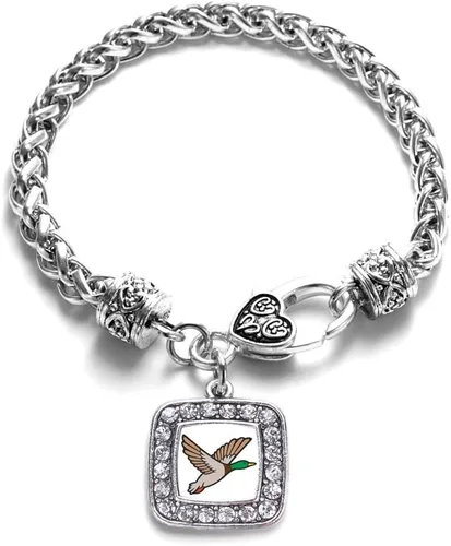 Vista 124 de Pulsera de dijes cuadrados de plata con joyería de circonita cúbica