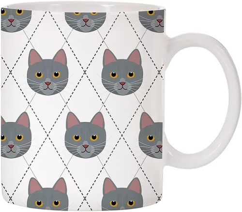 Vista 10 de Adorable Cat Breed Design Argyle Pattern Taza de café de cerámica (abisinian)