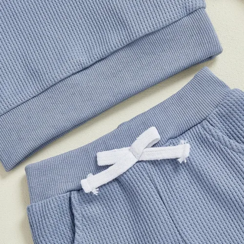 Vista 29 de Kuriozud Conjunto de 2 piezas de sudadera con cuello redondo y pantalones deportivos para niños pequeños para otoño e invierno