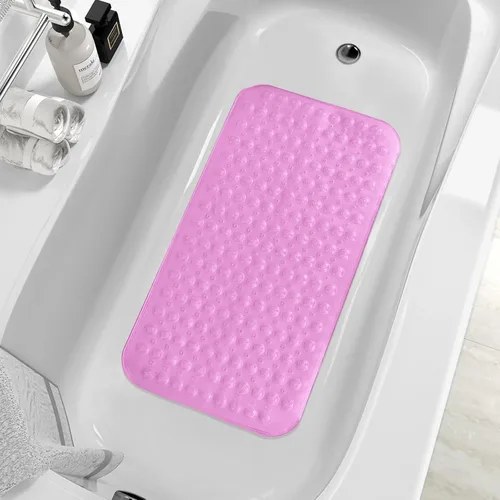 Vista 10 de ZHICHENG Alfombra de baño – Alfombra de ducha antideslizante – Alfombra de baño larga de 31.88 x 15.74 pulgadas para bañera antideslizante – Gris
