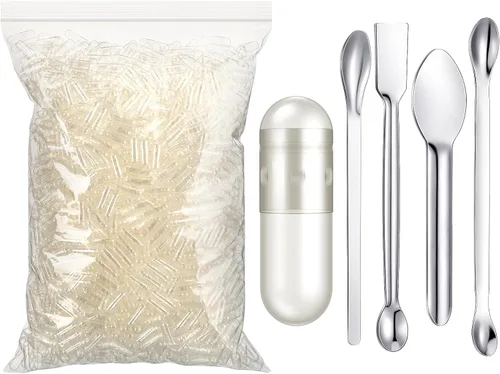 Vista 7 de Timgle 2000 cápsulas vacías con kit de llenado de cucharas de laboratorio, contenedor vacío rellenable transparente para hacer tus propios