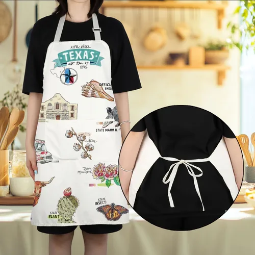 Vista 4 de VAMSII Delantales de Texas State Souvenirs Regalos Delantal de cocina con 2 bolsillos BBQ Chef Delantal vintage para mujeres y hombres