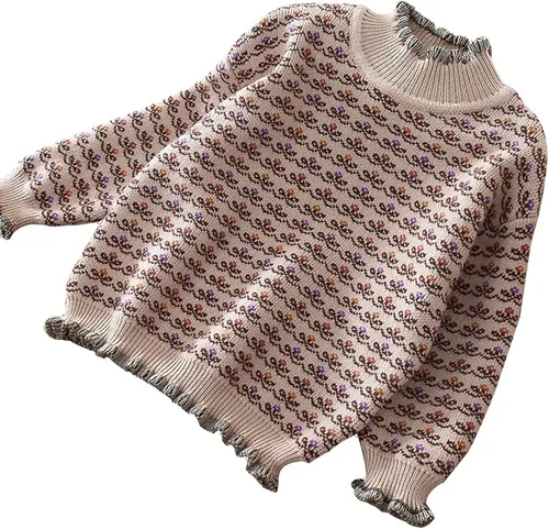 Vista 10 de Camisetas para bebé niña, suéter con mangas de suéter, ropa de una niña larga con fondo largo para niñas de bebé simple