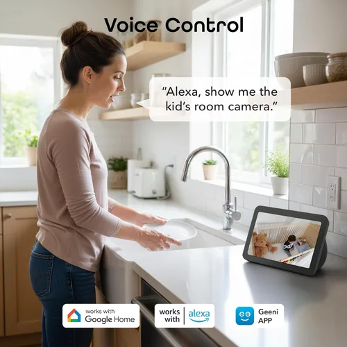 Vista 6 de Geeni Look 2K 4MP Cámara de seguridad inteligente para interiores – 1440p Ultra HD WiFi Monitor para mascotas y bebés con audio de 2 vías, zonas
