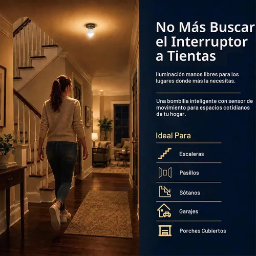 Vista 3 de SINCELIGHT - Bombilla LED con sensor de movimiento de 10 W con base E26, activada por movimiento PIR en la oscuridad, encendido/apagado automático 5