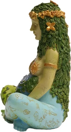 Vista 3 de Estatua de la Madre Tierra, 7 "Fertilidad Gaia Diosa Estatua, Naturaleza Embarazada Wiccan Altar Suministros, Moon Yoga Alter Table Witchcraft