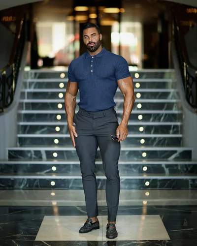 Vista 5 de Camisas polo musculares para hombre, manga corta, ajustadas, camisetas de golf para hombre, camisetas casuales de ajuste seco, camisas de bolos