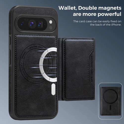 Vista 5 de Funda compatible con Google Pixel 10 Pro XL de 6.8 pulgadas de piel sintética con tarjetero 【Compatible con Magsafe】Funda magnética desmontable 2