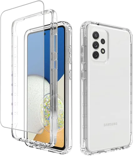 Vista 8 de Funda de teléfono para Galaxy A73 5G, Samsung A73 5G con protector de pantalla de vidrio templado, carcasa protectora de cuerpo completo