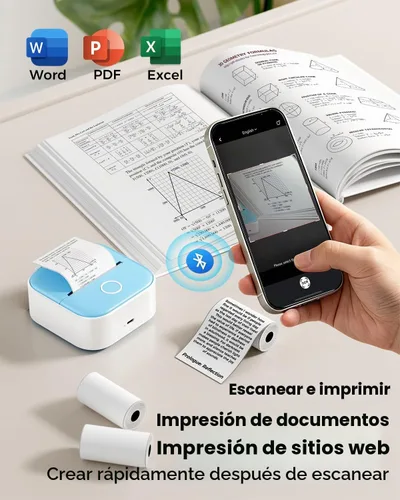 Vista 7 de Ponek Mini impresora de etiquetas adhesivas - T02 máquina para hacer Azul