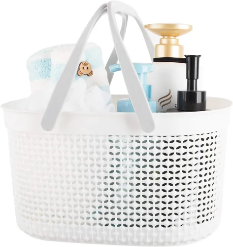 Vista 12 de rejomiik - Cesta portátil para ducha, organizador de plástico con asas, bolsa de aseo para baño, artículos esenciales para dormitorio universitario