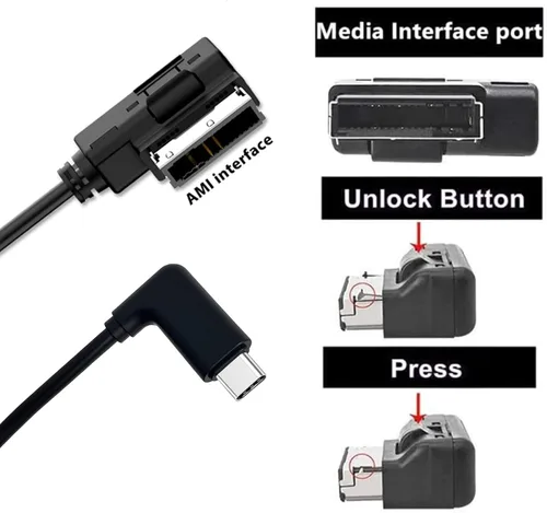 Vista 2 de Adaptador auxiliar MDI tipo C, interfaz de audio de música 2 en 1 compatible con Mercedes Benz para 17 16 Pro Max Air 15 Pro Max 15 Plus Android