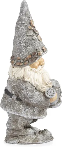Vista 5 de Roman Giftware Inc., colección Pudgy Pals, gnomo de guijarro con estatua de hervidor, 14 pulgadas de alto, decorativo, regalo de jardín, decoración
