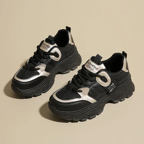 Vista 2 de YAXE Womens Platform Low Top Lace-up Chunky Walking Sneaker