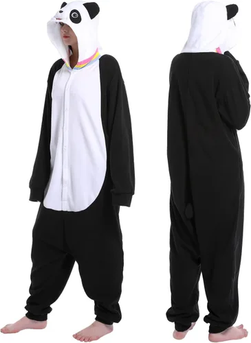 Vista 2 de Pijama de una pieza de panda para adultos, disfraz de Halloween, disfraz de Navidad, ropa de descanso
