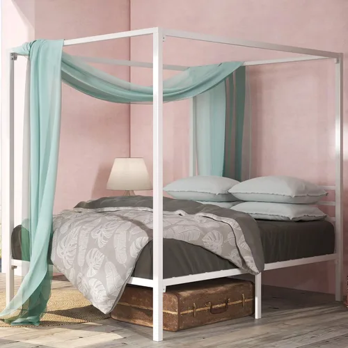 Vista 9 de Zinus Patricia Armazón de Cama con Plataforma de Dosel de Metal Negro, Base de Colchón con Soporte de Listones de Acero, No Necesita Somier, Fácil