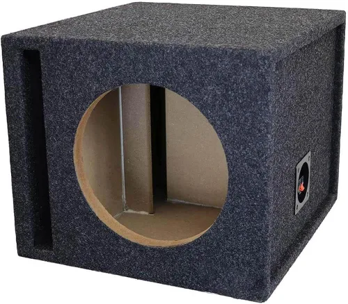 Vista 4 de Caja de subwoofer universal alfombrada, 12" de un solo puerto, S12V - Caja abierta