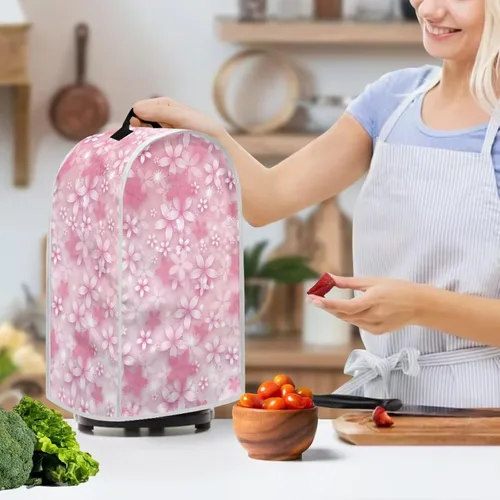 Vista 3 de doginthehole Fundas para licuadora, cubierta estética de flor de cerezo rosa, cubierta para batidora de cocina, cubierta para electrodomésticos