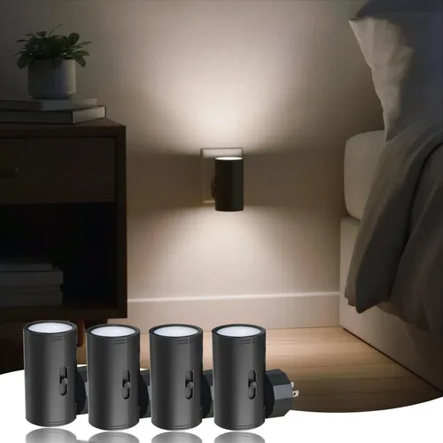 Vista 9 de Luz nocturna LED enchufable, luces nocturnas enchufables a la pared, sensor de atardecer a amanecer, brillo ajustable de 5-300 lúmenes, 2700 K