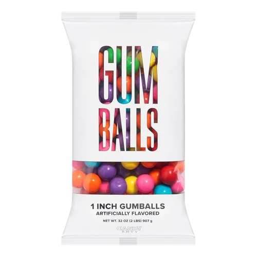 Vista 4 de Candy Envy - Bolas de chicle surtidas - 1 pulgada - Aproximadamente 113 por bolsa de 2 libras - Caramelos surtidos a granel - Hecho en América