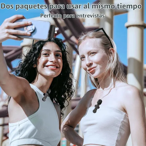 Vista 5 de Micrófono Lavalier inalámbrico para iPhone, Android y iPad, mini micrófono de teléfono con cancelación de ruido, USB C, micrófono de solapa Lav