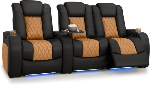Vista 56 de Seatcraft Asiento de cine en casa Diamante Marrón Reclinable Individual