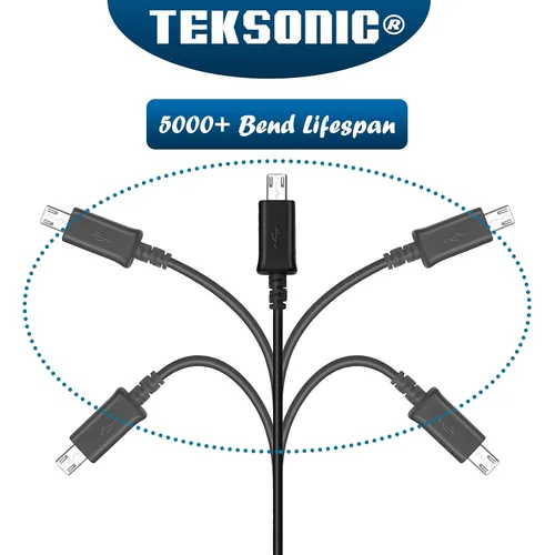 Vista 5 de [Paquete de 12 cables micro USB a granel – 1 M/3.3 pies de carga, sincronización de datos rápida micro USB a USB A cable para Samsung Galaxy S7 S6