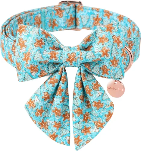 Vista 23 de Collar de Navidad para perro con pajarita, collar de Navidad para cachorros, hembras, machos, perros o gatos, collares con lazo con hebilla de metal