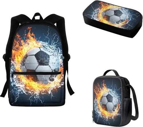 Vista 278 de FOR U DESIGNS Fuego baloncesto impreso niños escuela mochilas viaje mochila libro bolsa