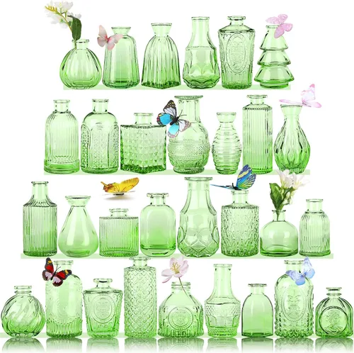 Vista 18 de Jarrones de Vidrio para Capullos en Juego a Granel de 30 Piezas, Pequeños Jarrones de Vidrio para Flores como Centros de Mesa de Boda para Mesas