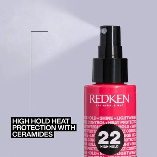 Vista 6 de Redken Spray Térmico 22 Alta Fijación - Protector térmico y bruma fijadora contra el calor, para rizadores y planchas, control duradero del frizz