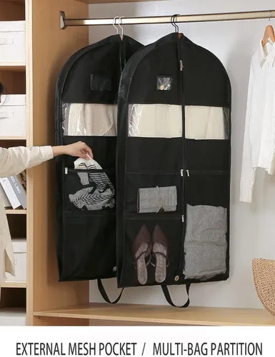 Vista 2 de Fundas protectoras para ropa, bolsas protectoras de viaje, plegable, para colgar ropa, bolsa de ropa, bolsa de lona con cremallera, lavable