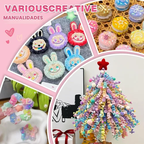 Vista 6 de URSDIART 450 limpiapipas pastel, 9 colores surtidos de tallos de chenilla Macaron