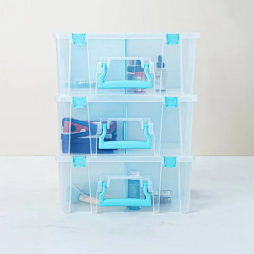 Vista 6 de ArtBin Super Satchel Caja de Compartimento Doble Profundo - Almacenamiento de Arte con 8 Compartimentos Extraíbles, Cierre Inteligente para Aqua