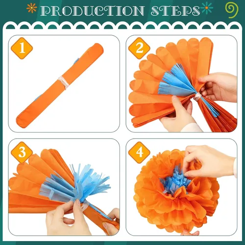 Vista 3 de Geyee 27 piezas de flores de papel mexicanas coloridas para fiestas, carnaval mexicano para telón de fondo de fiesta floral, cumpleaños, boda