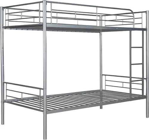 Vista 5 de Literas de metal de tamaño individual sobre individual, bastidor convertible de alta resistencia dividido en 2 camas para niños, niñas