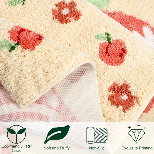 Vista 3 de Timgle Peachy Clean - Alfombra de baño de color durazno, antideslizante, suave, absorbente de agua, bonita, alfombra de baño estética, bonita