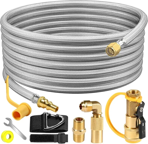 Vista 10 de Manguera de propano de conexión rápida de 6 pies para RV a parrilla a gas, manguera de propano de conexión rápida para RV de 1/4" hembra