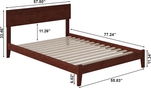 Vista 2 de AFI, Orlando - Cama de plataforma de madera de perfil bajo, color nogal Nuez