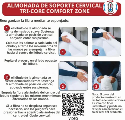 Vista 8 de Almohada cervical de enfriamiento Tri-Core para aliviar el dolor de cuello, SZ completo, suave