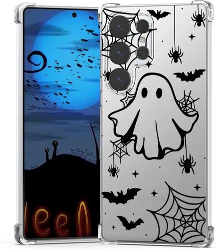 Vista 19 de Funda de Halloween para Google Pixel 6A transparente con diseños de murciélagos fantasmas, funda para teléfono para niñas, elegante, delgada, a
