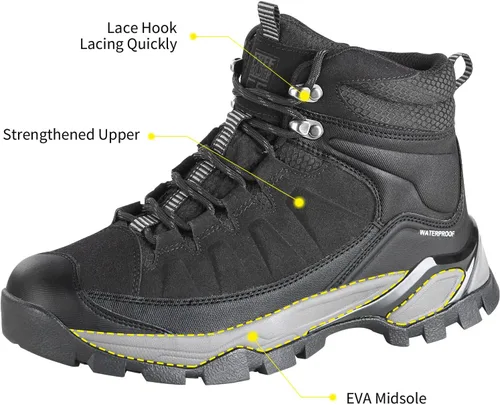 Vista 3 de FREE SOLDIER Botas de senderismo para hombre, ligeras, transpirables, impermeables, para senderismo, senderismo